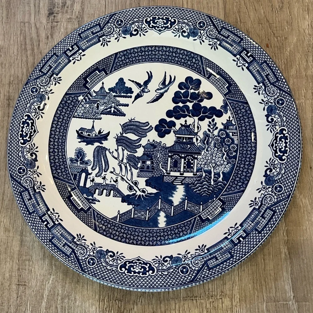 Churchill Blue Willow Blue and White Platter 12” Made in England